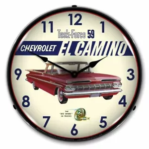 1959 El Camino LED Clock Garage Oil Car Man Cave Game Room Lighted Nostalgic - Picture 1 of 2