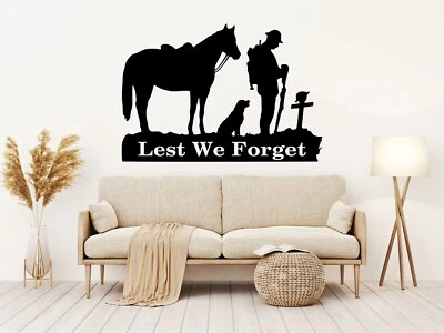 Lest We Forget Soldier Horse Dog Vinyl Decal Remembrance Day Soldier Poppy Day - Image 1 of 4