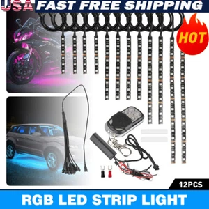 12x LED Strip Light 12V Lights Flexible Waterproof Underglow for Car Motorcycles - Picture 1 of 14