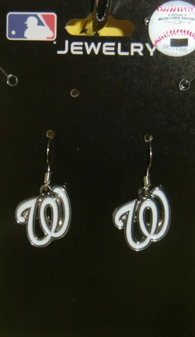 Washington Nationals Dangle Earrings (chrome) MLB Licensed Baseball Jewelry Cover