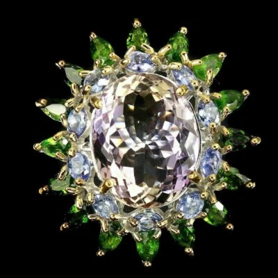 Anillo de plata esterlina ametrino tanzanita cromo diopsido gemas genuinas P EE. UU. 7,75 Foto 1 de 4
