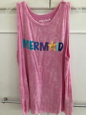 Camiseta sin mangas rosa niñas talla 10 sirena muy suave talla grande Nordstrom Foto 1 de 4