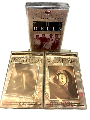 LOT OF 3 SEALED CASSETTES THE DELLS TRIBUTE TO WOODY HERMAN & BENNY GOODMAN CTA6 Foto 1 de 4