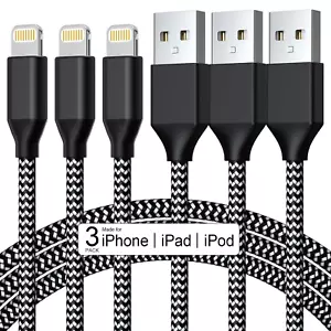 3 Pack Iphone Charger 10 FT Apple Mfi Certified Fast Charging Lightning Cable Ny - Picture 1 of 12