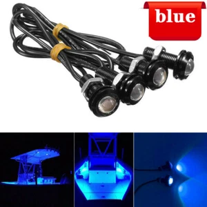 4x Blue LED Boat Light Waterproof 12v Deck Storage Kayak Bow Trailer Bass Aqua - Picture 1 of 12