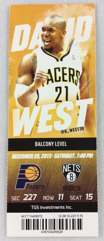 Boleto NBA 2013 28/12 Brooklyn Nets at Indiana Pacers-David West Foto 1 de 1