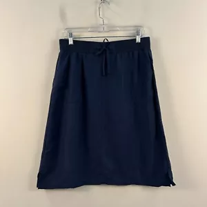 Winter Silk Womens Medium Skirt Blue Silk Linen Pencil Woven Elastic Waist 21805 - Picture 1 of 8