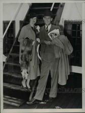 1935 Press Photo Tennis champion Ellsworth Vines with wife on S.S. Manhattan