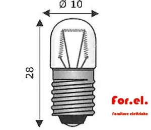 Lampadina E10 10X28 110/130V 2.6W ( WIMEX cod. 4101236 ) - Foto 1 di 1