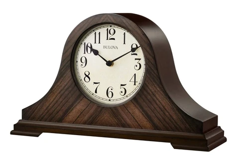 Bulova Clocks B1515 Norwalk Mantel Clock, Walnut Finish DAMAGED BOX **See Desc** Cover