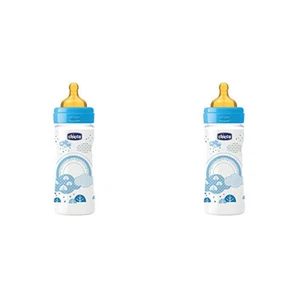 2x Chicco Nursing Baby Well-Being 250ml Feeding Bottle/Anti Colic Teat 2m+ Boy - Picture 1 of 2