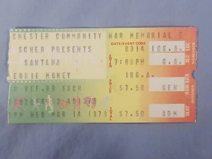 3-14-79 1979 Santana Eddie Money Concert Ticket Stub Rochester, NY - Picture 1 of 2