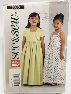 Dress Girls Size 6 B3808 Cut Sewing Pattern - Image 1 of 2