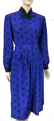 Vestido de Colección Años 80 90 Jaclyn Smith Ascot Top Falda Conjunto En Cobalto S/M Foto 1 de 4