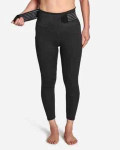 TOMMIE COPPER ADJUSTABLE BACK SUPPORT ANKLE LENGTH LEGGINGS Women's XL BLACK - Picture 1 of 7