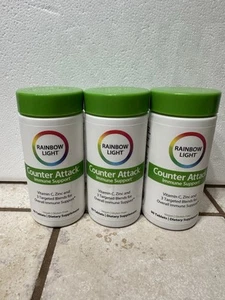 3 Rainbow Light Counter Attack Immune Support Vitamin C, Zinc Vegan - 90 Count - Picture 1 of 5