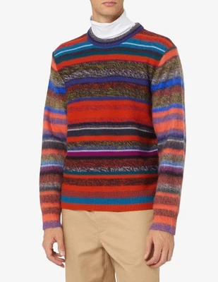 NWT $275 PS PAUL SMITH Crewneck Painted Stripe Mohair Wool Jumper Sweater XL - Image 1 of 4