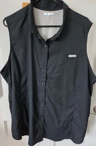 Columbia PFG Shirt Womens 3X Plus Black Button Up Sleeveless Fishing Vented - Picture 1 of 5