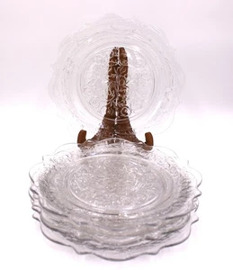 SET OF 6 McKee ROCK CRYSTAL CLEAR GLASS 11" SCALLOPED DINNER PLATES - Picture 1 of 5