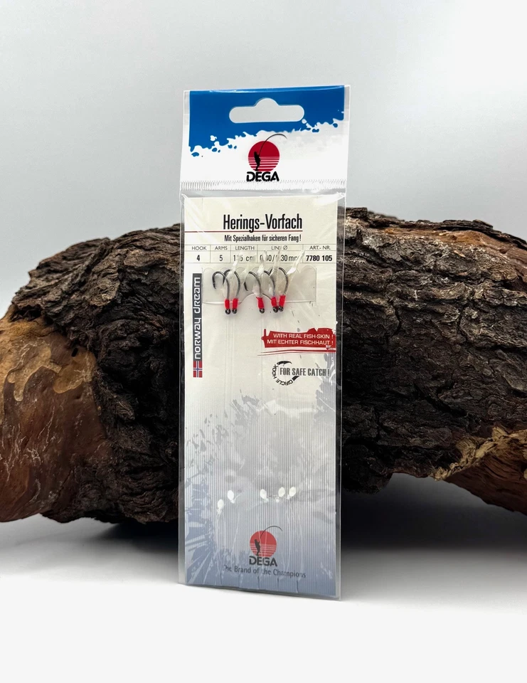 Jenzi Dega Heringsvorfach Deluxe Circle Hook 115cm Gr. 4 5 Haken Echte Fischhaut - Bild 1 von 2