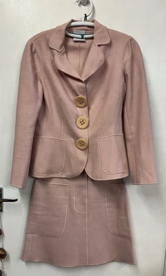 Moschino Cheap & Chic Rosa Lana Chaqueta y Falda Traje Conjunto Talla 8 10 Foto 1 de 4