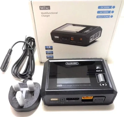 ToolkitRC M7AC 100w AC 300w DC 15A 6s Battery Balancing Charger LiPo w/UK Plug - Image 1 of 4
