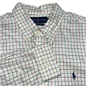 Polo Ralph Lauren Ajuste Personalizado Botones Algodón Cuadros Azul Verde Rojo Para Hombres XL - Imagen 1 de 8