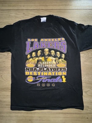 Vintage Los Angeles Lakers Reloaded NBA-Playoffs 2004 Finals Black L T-Shirt - Image 1 of 4