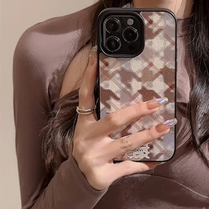 Brown Blue Thousand Bird Grid For iPhone 15 Plus 14 13 Pro/Max Phone Case Cover - Picture 1 of 7