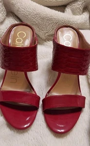 CALVIN KLEIN LORINDA RED HEELS PUMPS SIZE 7 SLIP ON NEW - Picture 1 of 5