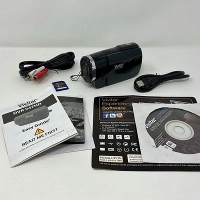 Vivitar DVR947HD Camcorder, Instructions, 2GB Card, Cables & Software -  Black - Image 1 of 4