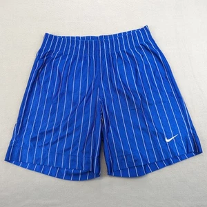 Vintage Nike Shorts Mens XL Blue Pinstripe Swoosh Shiny Dazzle Satin USA 90s - Imagen 1 de 12