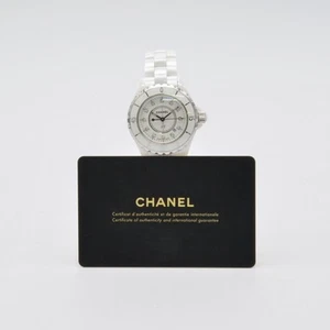 CHANEL J12 H1628 Women's Wristwatch 12P Diamond 33mm Quartz White Ceramic w/Box - Picture 1 of 8