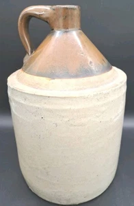 Stoneware Whiskey Moonshine Jug Two Tone Salt Glazed 11” Primitive 1 Gal Crock - Picture 1 of 6