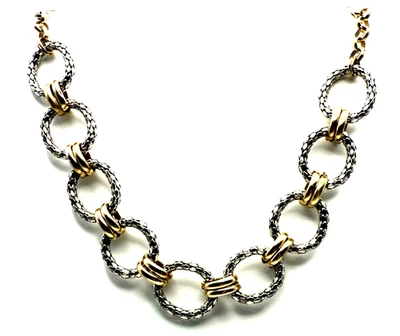 Collar de cadena de eslabones redondos texturizados bicolor ALFANI 19" Foto 1 de 4