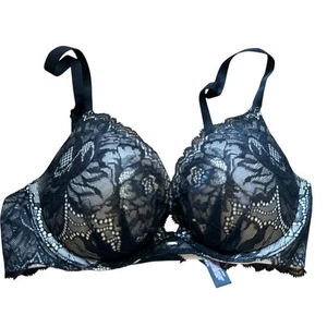 Victoria's Secret Plunge BH 32C schwarz Spitze Blumen Push Up gepolstert sexy Dessous - Bild 1 von 7
