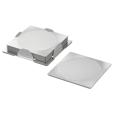 宜家 GROGGY 6 杯垫套装带支架不锈钢方形 600.176.15 全新 — 第 1/4 张图片