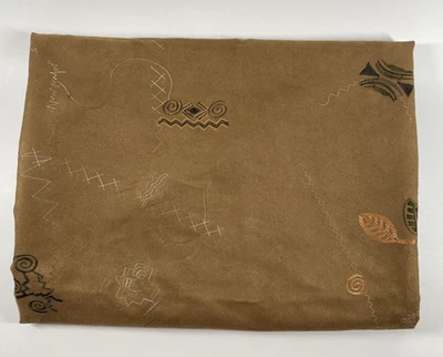 Faux Suede Brown Fabric 60" Wide Western/Aztec Embroidery ~ 2.5 Yards - Image 1 of 4