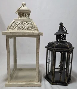 Juego de 2 linternas rústicas espeluznantes de Halloween decoración en blanco y negro envejecidas - Imagen 1 de 5