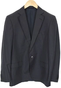 Z ZEGNA Blazer Men's (EU) 50 Single Breasted Polka Dot Dark Blue 1 Button - Picture 1 of 10