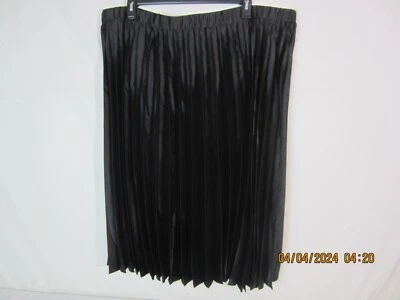 Falda midi plisada de satén para mujer Ava & Viv línea A negra 2X Foto 1 de 4