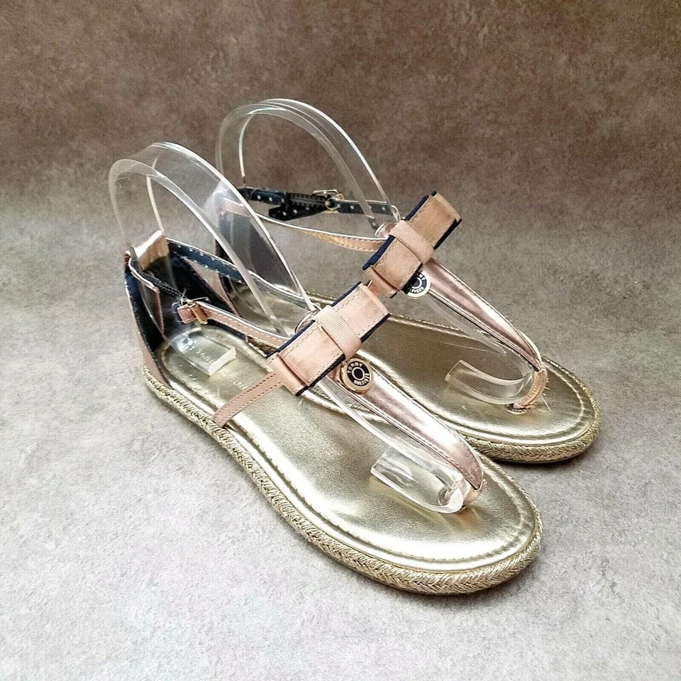 Tommy Hilfiger Big Girls Sz 3 M Gold  Thong Slingback Sandals Flats - Image 1 of 4