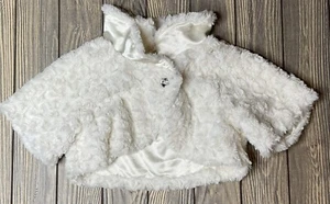 Gymboree Girls White Fluffy Sleeved Shoulder Wrap Shawl Size 5/6 - Picture 1 of 5
