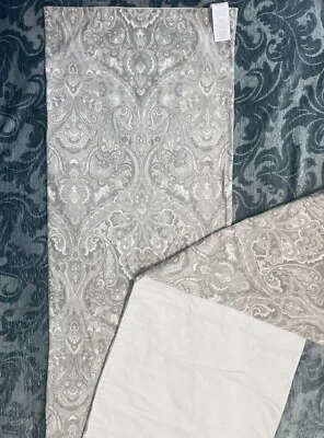 Pottery Barn Anton Paisley Gray 18 X 104 Table Runner Cotton EUC - Image 1 of 4