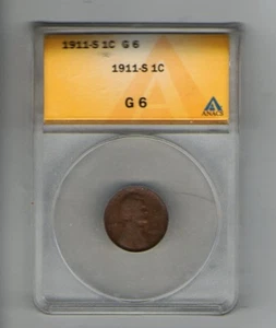 1911-S, US Lincoln Penny, Certified ANACS, (US-6985) - Picture 1 of 2
