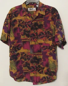 VTG Impact 100% Silk Shirt Men's Medium Muticolor Print Wearable Art Button Up - Picture 1 of 5
