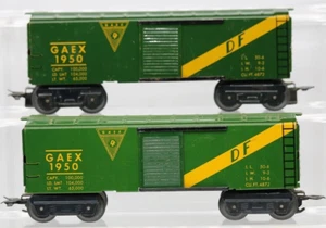 Vintage Lot of 2 Marx Green GAEX #1950 Green Boxcar O Gauge Model 1:48 Scale - Picture 1 of 7