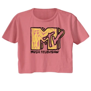 MTV Women's Scribble Logo T-Shirt Mauvelous Blend Festival Crop Top SM - XL - Picture 1 of 3