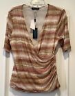 New Cable Gauge Top Size Medium Faux Wrap Multicolored Striped Print 