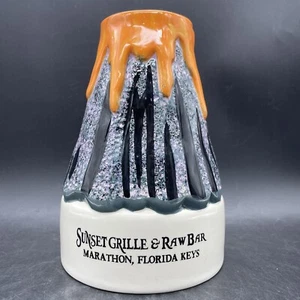 Volcano Tiki Mug Sunset Grille & Raw Bar Marathon Florida Keys Ceramic Vase 8" - Picture 1 of 9